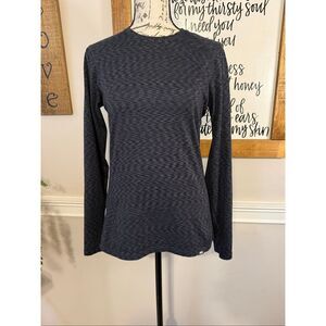 REI Co.op Women's Heather Crew Neck Long Sleeve Base Layer Top Black Gray Small